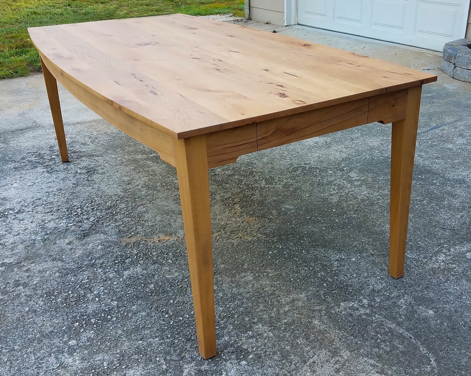 Contemporary mid-modern beech dining table