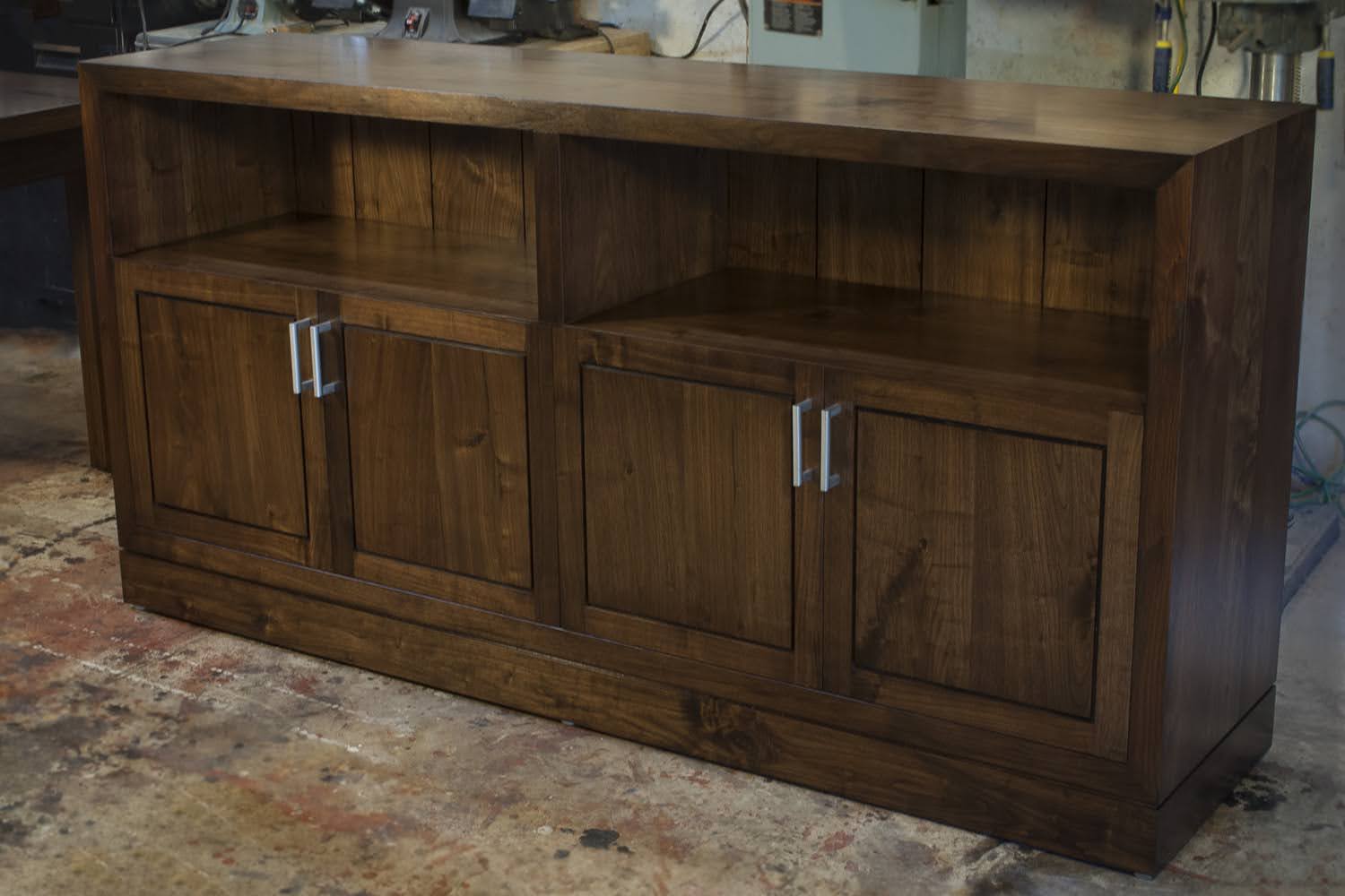 Contemporary walnut server