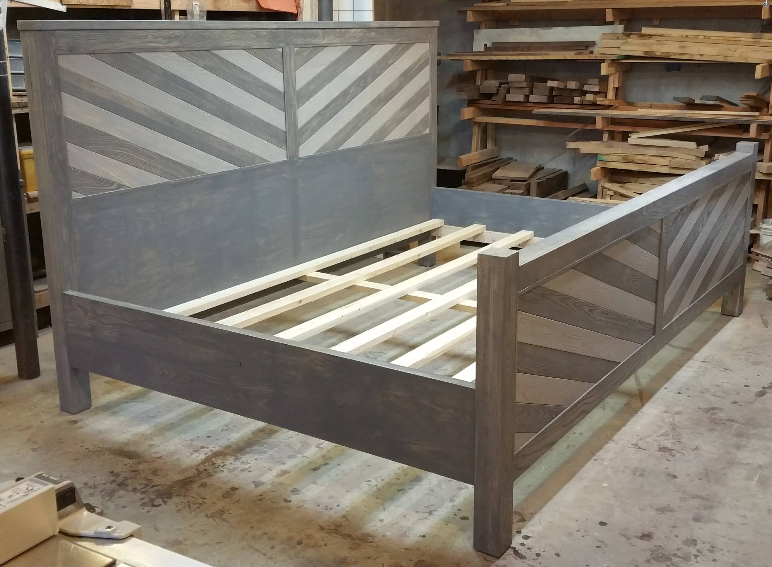 Large rustic gray bed