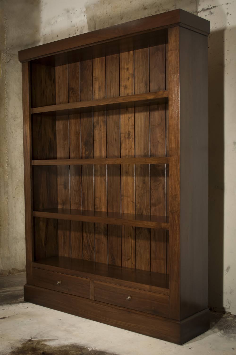 Large solid walnut bookcase