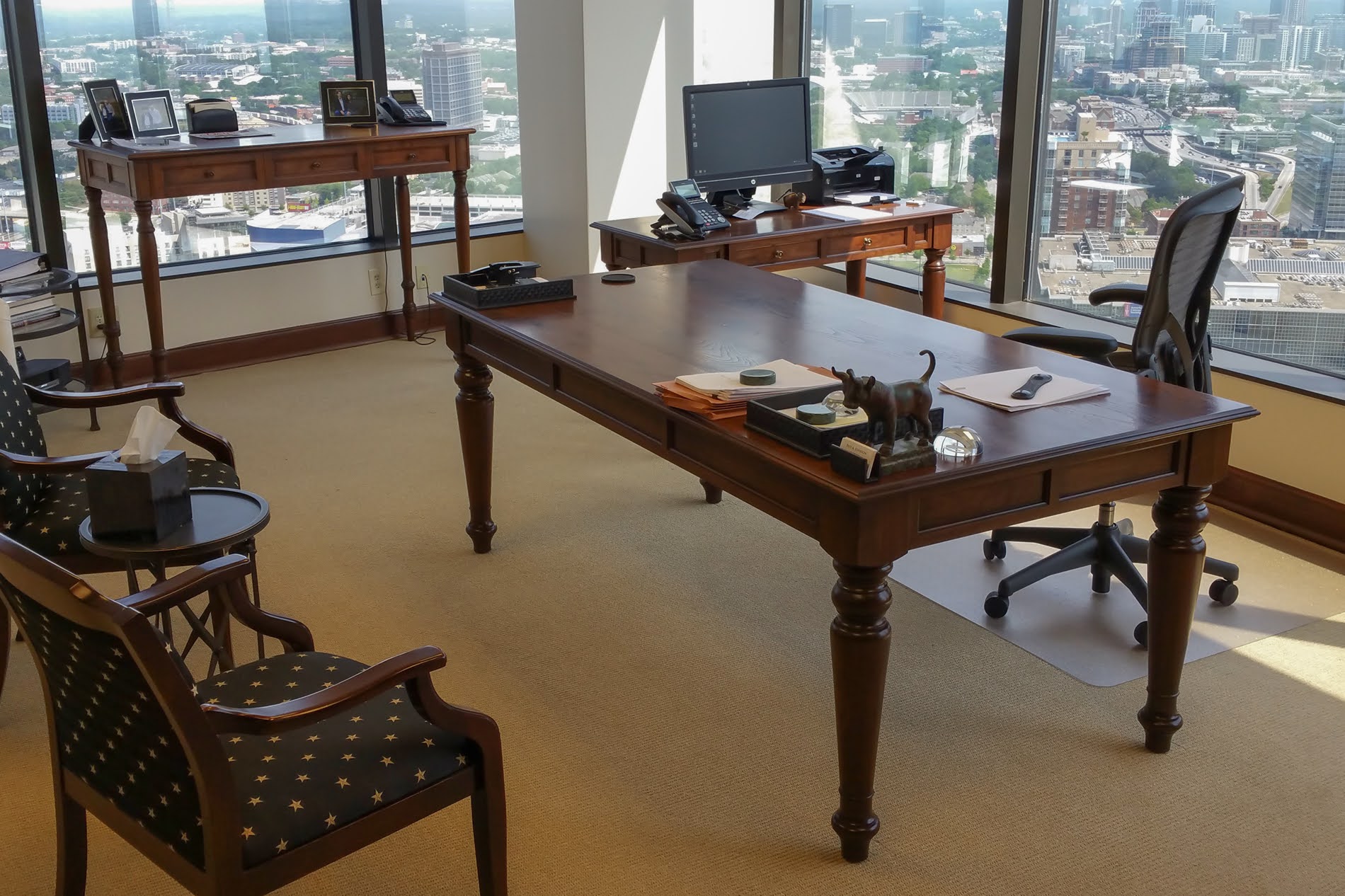 Installed desks in office