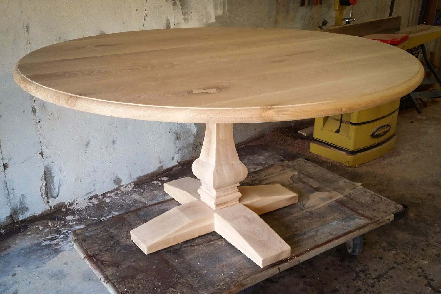 Traditional oak pedestal table (square turned base)