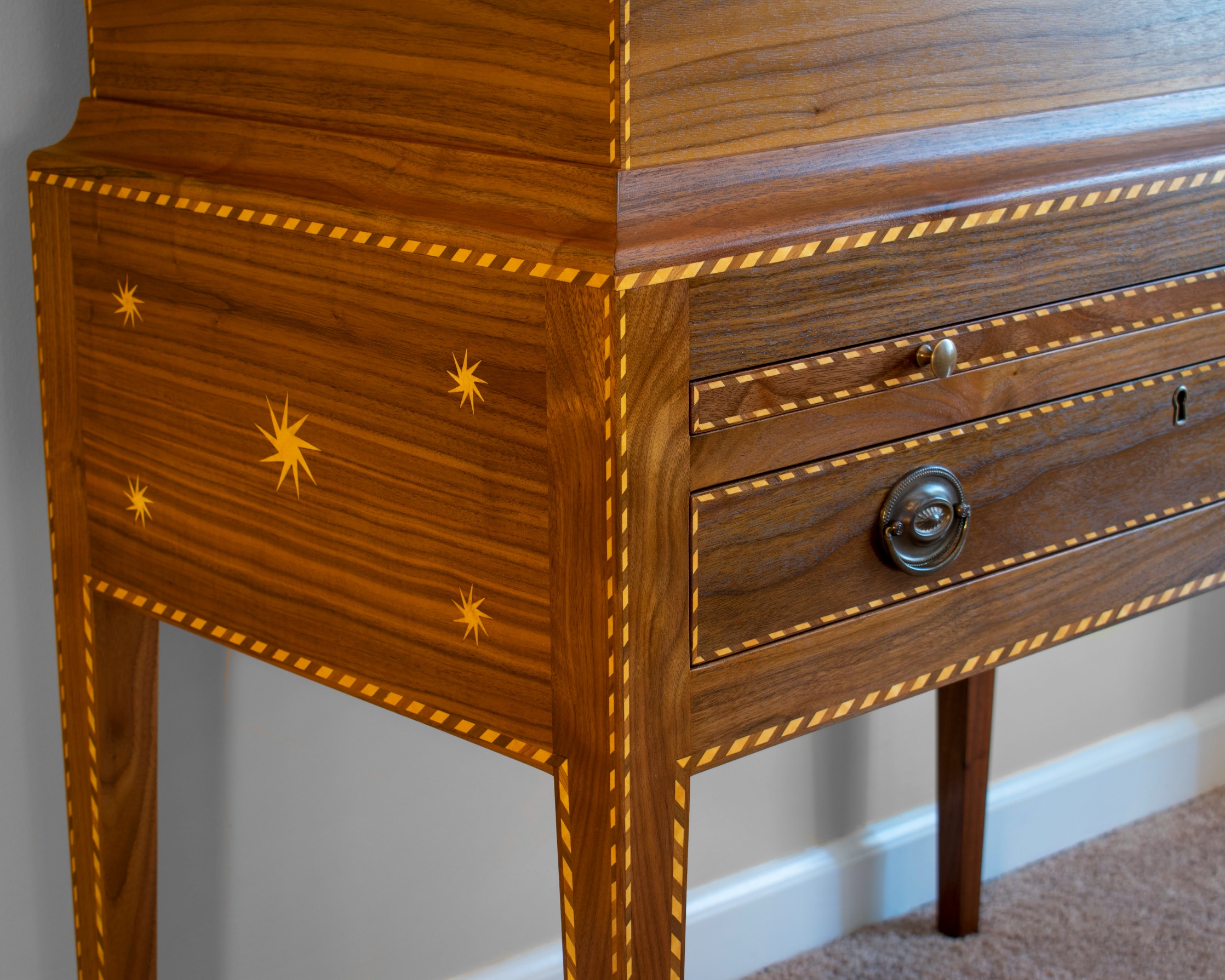 Walnut cellarette detail