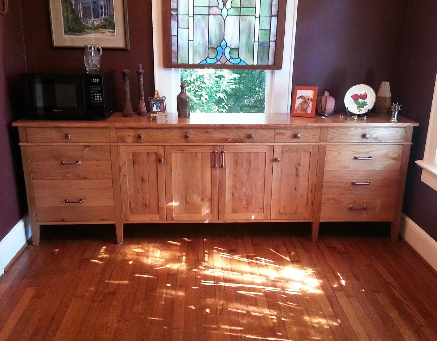 White oak sideboard server