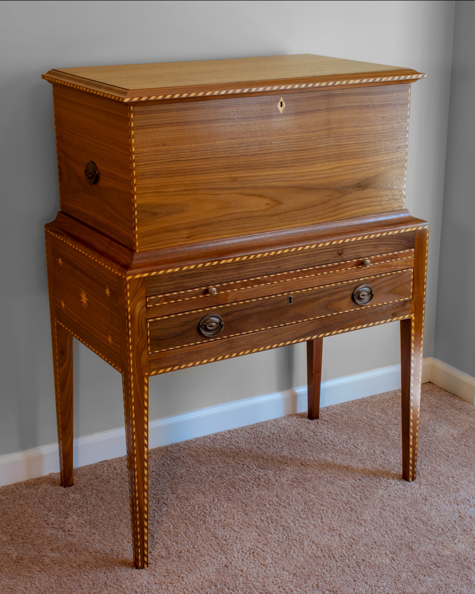Walnut marquetry cellarette